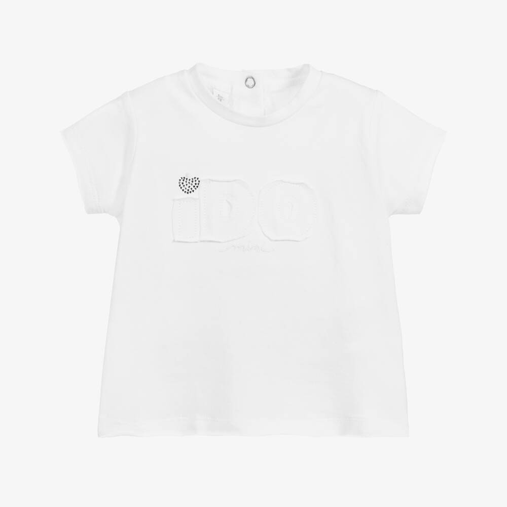 iDO Mini-Girls White Cotton T-Shirt  | Childrensalon Outlet