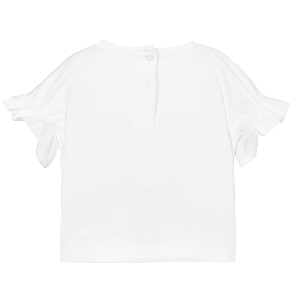 iDO Малыши-Белая хлопковая футболка для девочек | Childrensalon Outlet