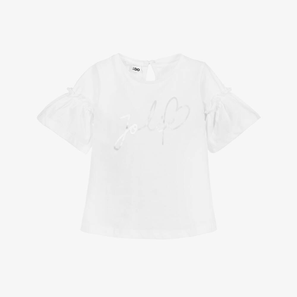 iDO Baby-Girls White Cotton T-Shirt | Childrensalon Outlet