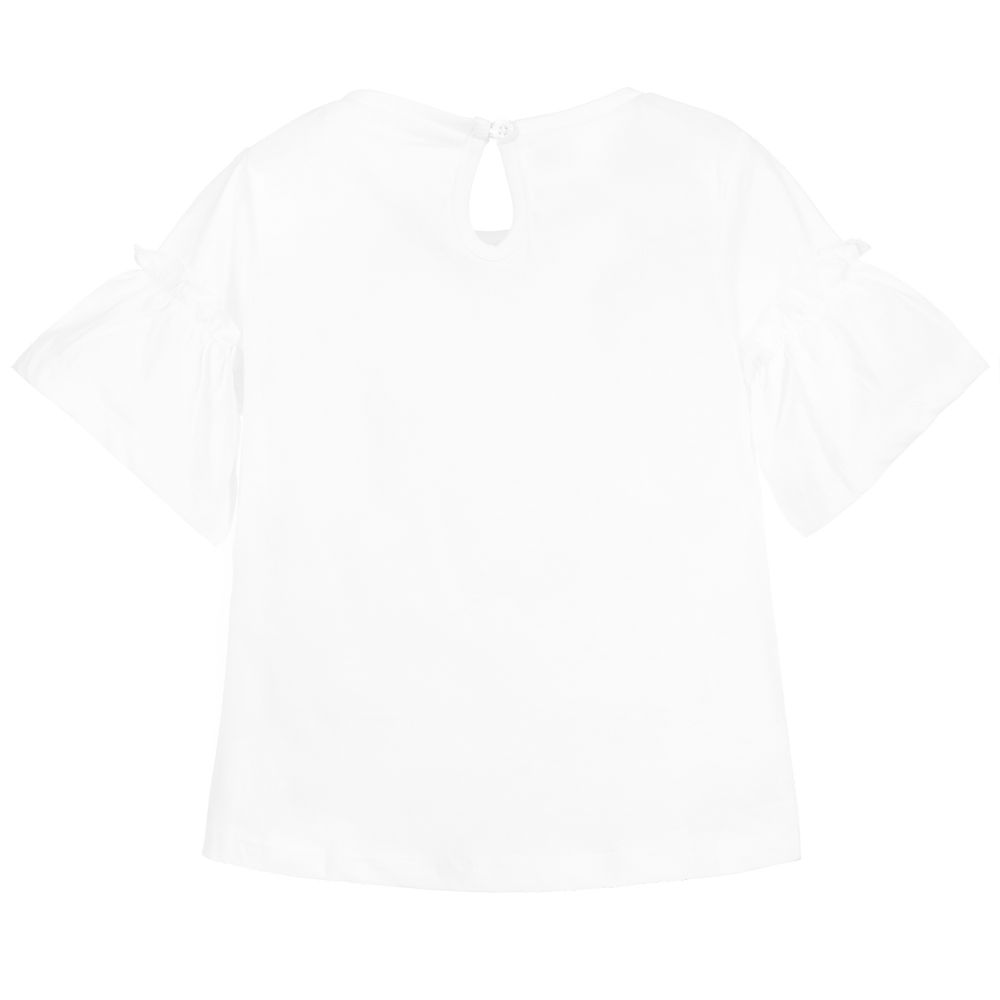 iDO Baby-Girls White Cotton T-Shirt | Childrensalon Outlet