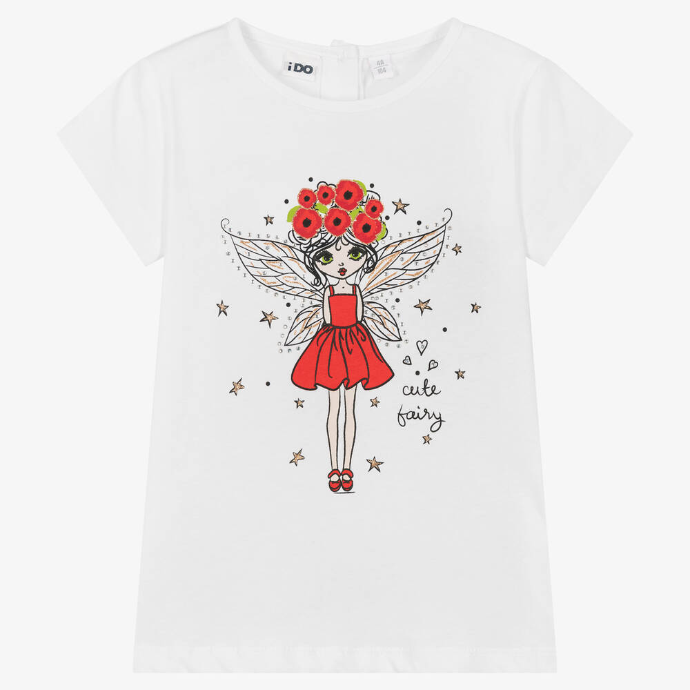 iDO Baby-Girls White Cotton T-Shirt | Childrensalon Outlet