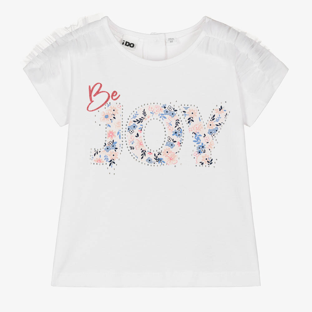 iDO Baby - Weißes Baumwoll-T-Shirt für Mädchen | Childrensalon