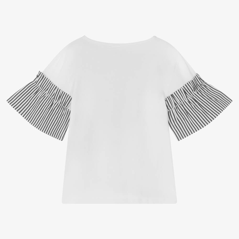 iDO Junior-Girls White Cotton T-Shirt | Childrensalon Outlet