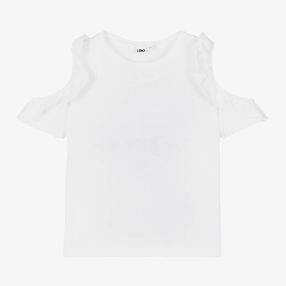 iDO Junior-Girls White Cotton T-Shirt | Childrensalon Outlet