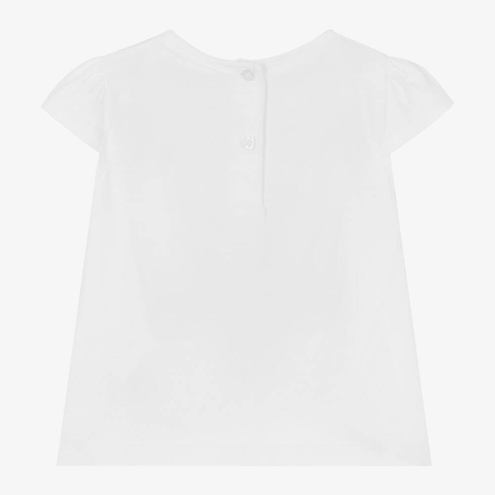 iDO Baby-Girls White Cotton Teddy Bear T-Shirt | Childrensalon Outlet