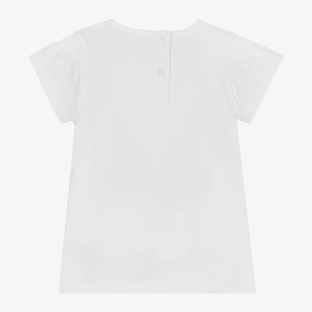 iDO Baby-Girls White Cotton Teddy Bear T-Shirt | Childrensalon Outlet