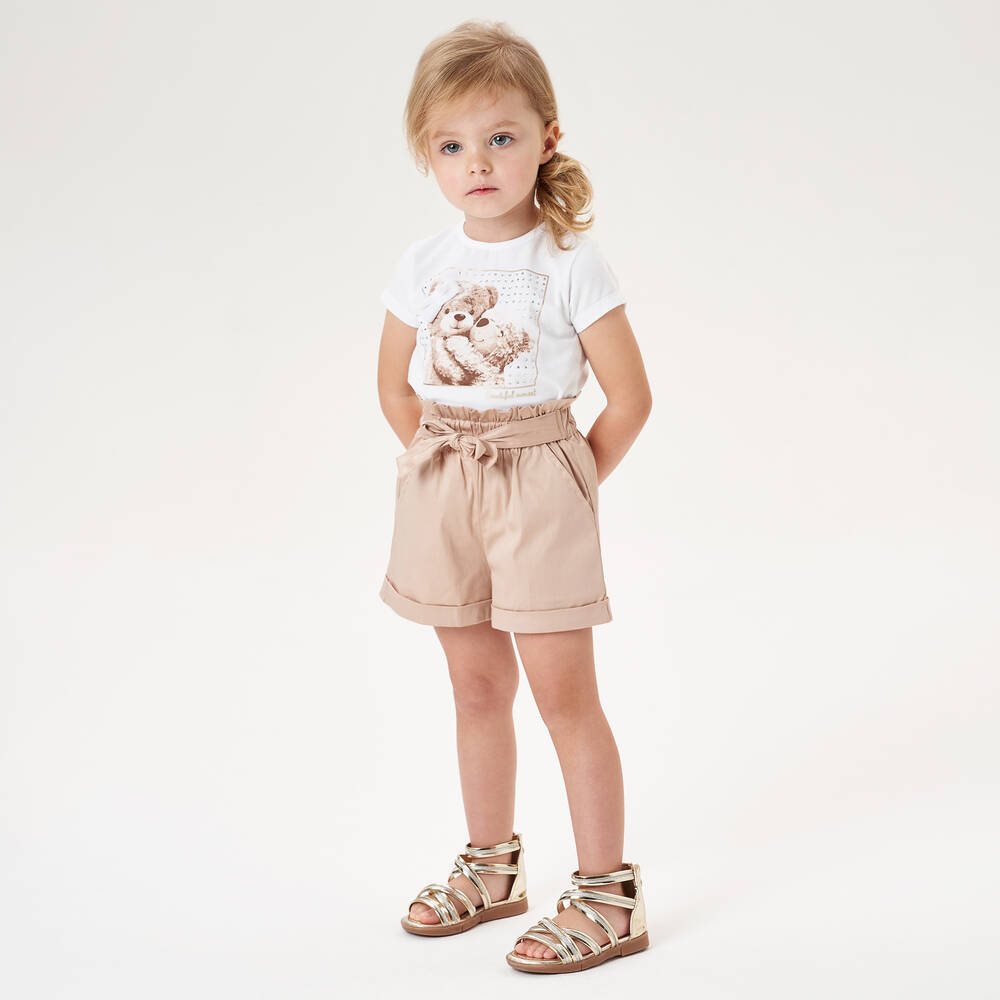 iDO Малыши-Белая хлопковая футболка с медвежонком | Childrensalon Outlet