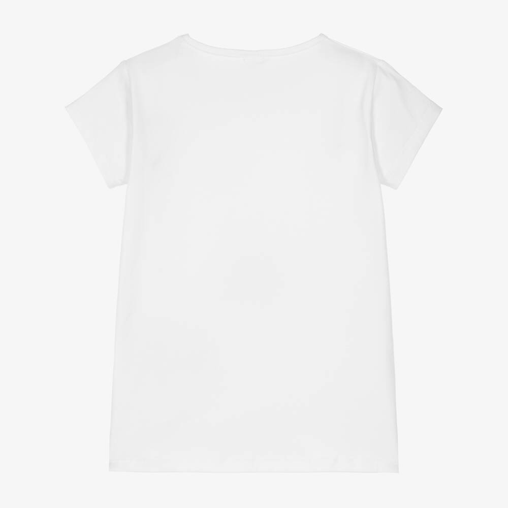 iDO-Girls White Cotton Teddy T-Shirt with Diamantés | Childrensalon Outlet