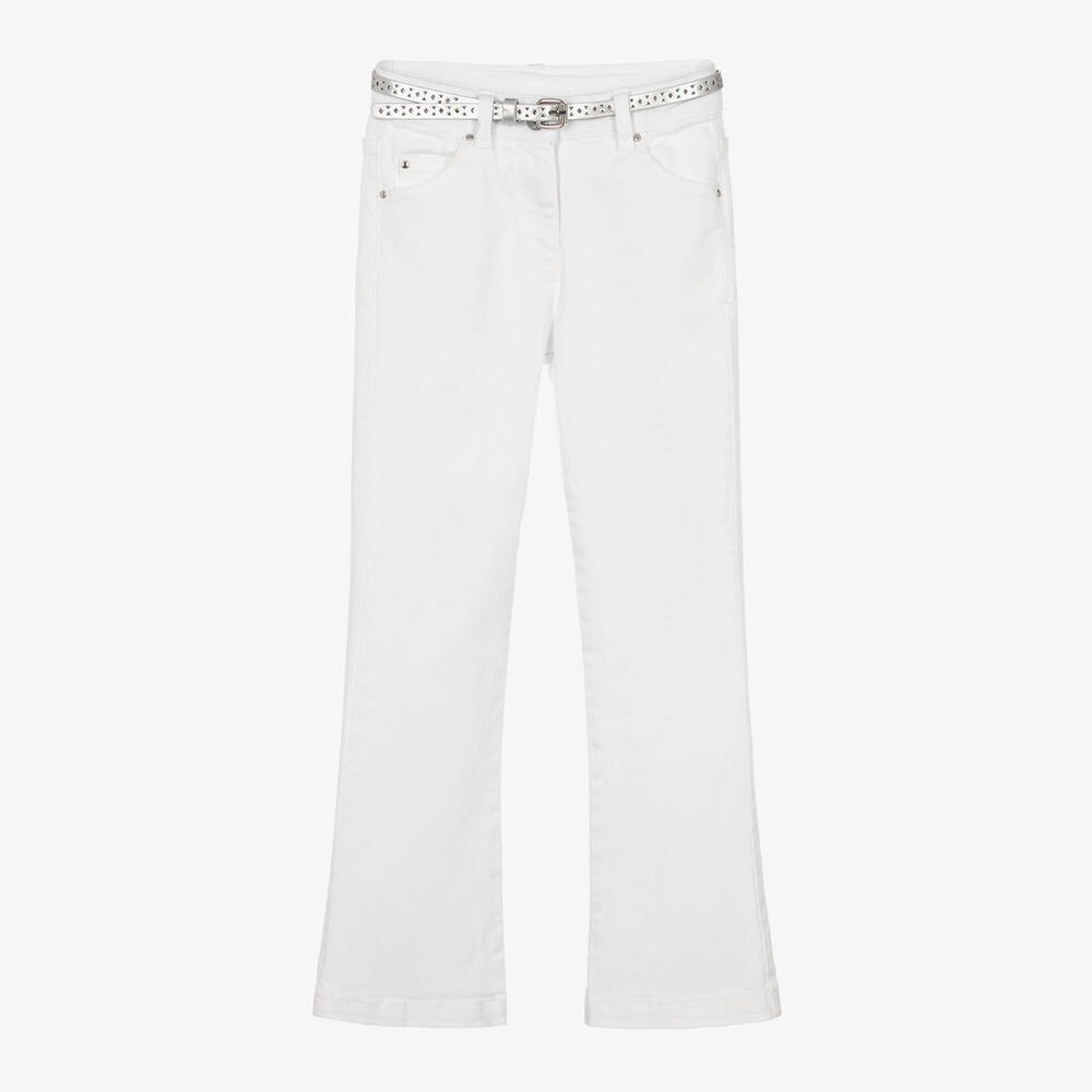 iDO Junior Girls White Denim Flared Jeans Childrensalon Outlet