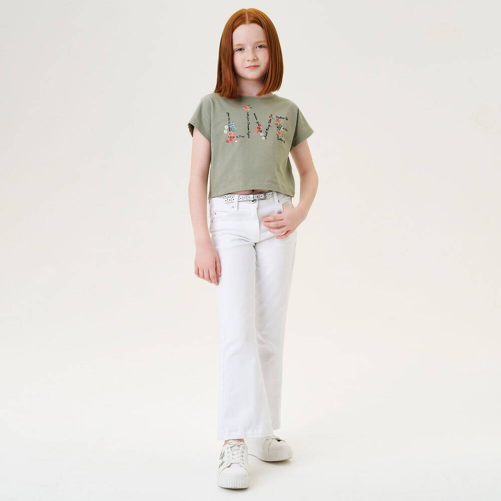 iDO Junior-Girls White Denim Flared Jeans | Childrensalon Outlet