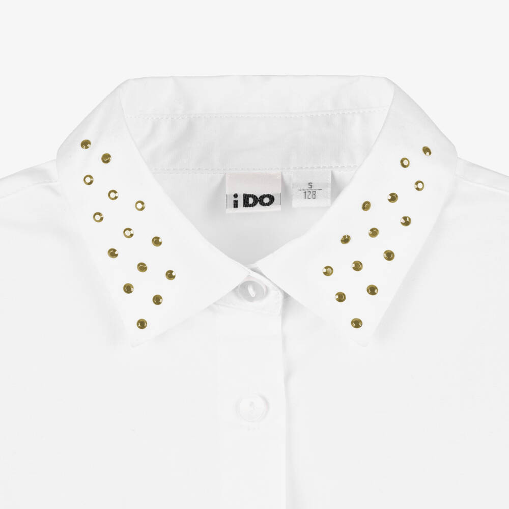 آي دو Junior-قميص قطن لون أبيض للبنات | Childrensalon Outlet