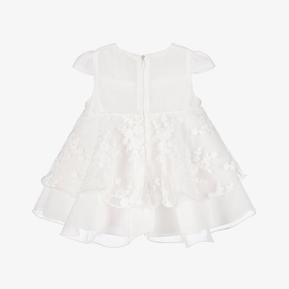 iDO Mini-فستان تول أبيض مزين بالورود للبنات | Childrensalon Outlet