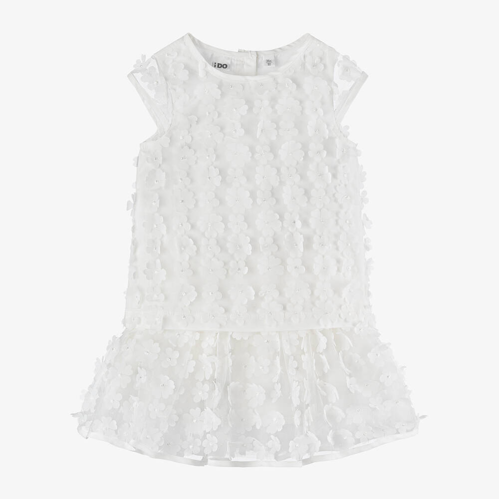 iDO Baby-Girls White Floral Tulle Skirt Set | Childrensalon Outlet