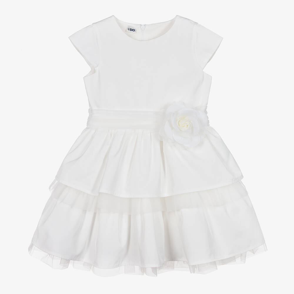 iDO Baby - Weißes Kleid mit Blume für Mädchen | Childrensalon