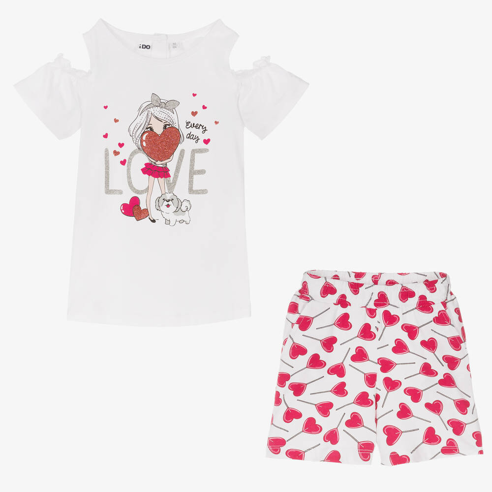 iDO Малыши-Белые хлопковые шорты с сердечками | Childrensalon Outlet