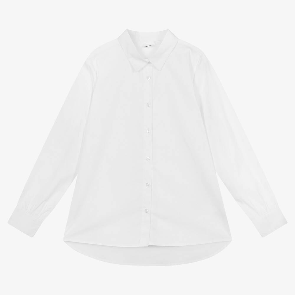 iDO Junior - قميص قطن بوبلين لون أبيض للبنات | Childrensalon