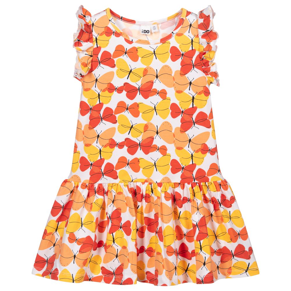 iDO Baby - Girls White & Orange Dress | Childrensalon