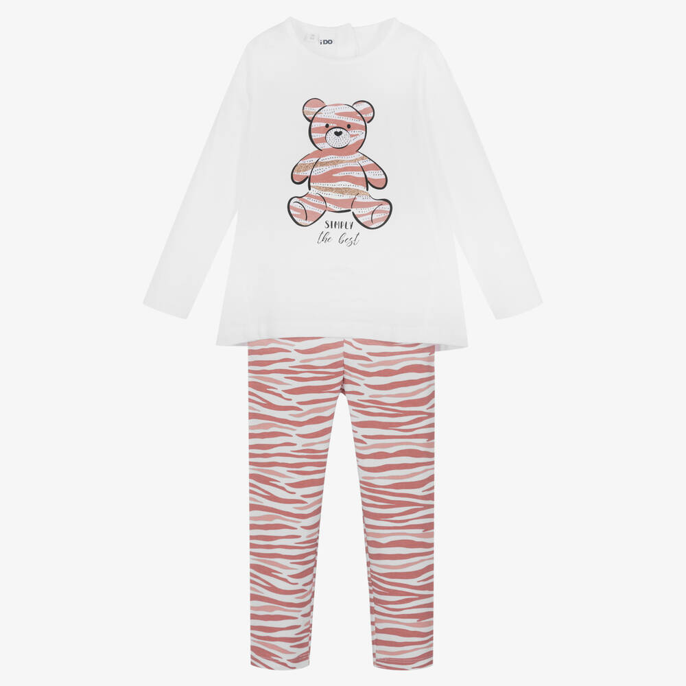 iDO Baby - Baumwoll-Leggings-Set in Weiß-Rosa | Childrensalon