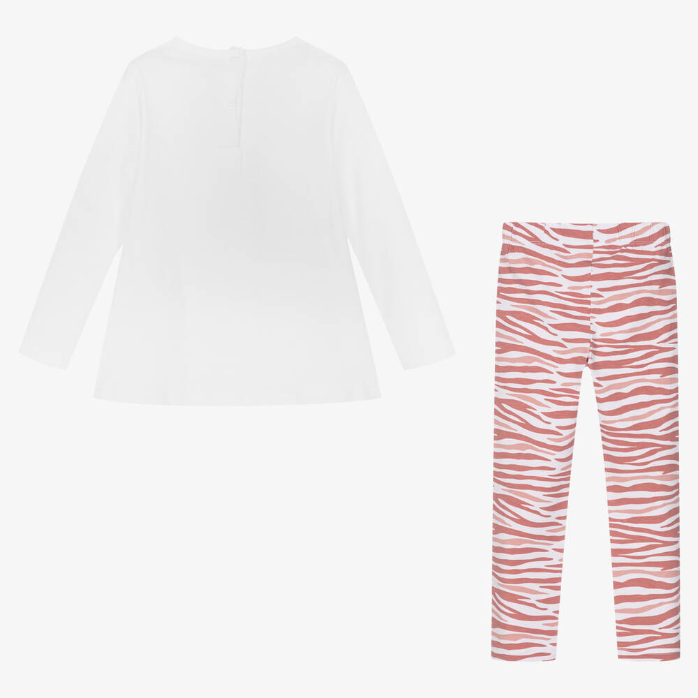 iDO Baby-Girls White & Pink Cotton Leggings Set | Childrensalon Outlet