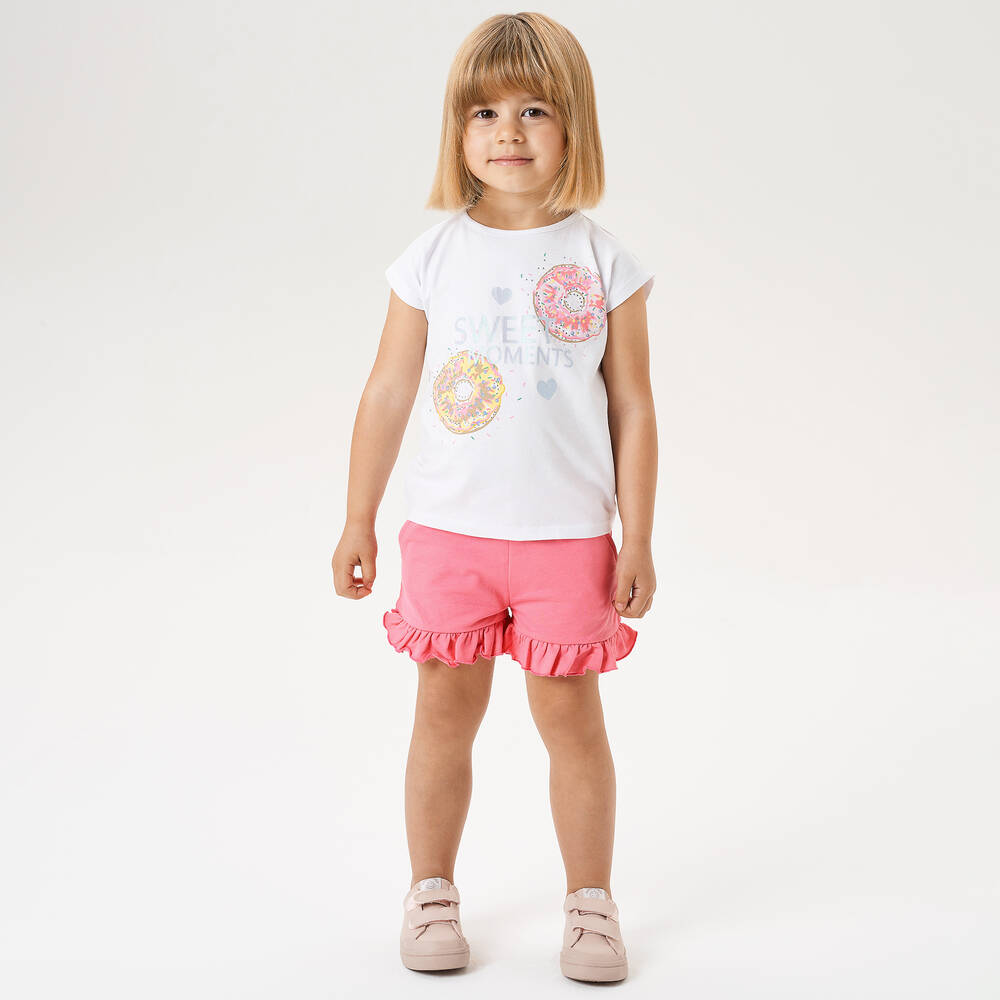 iDO Малыши-Белая футболка и розовые шорты из хлопка | Childrensalon Outlet