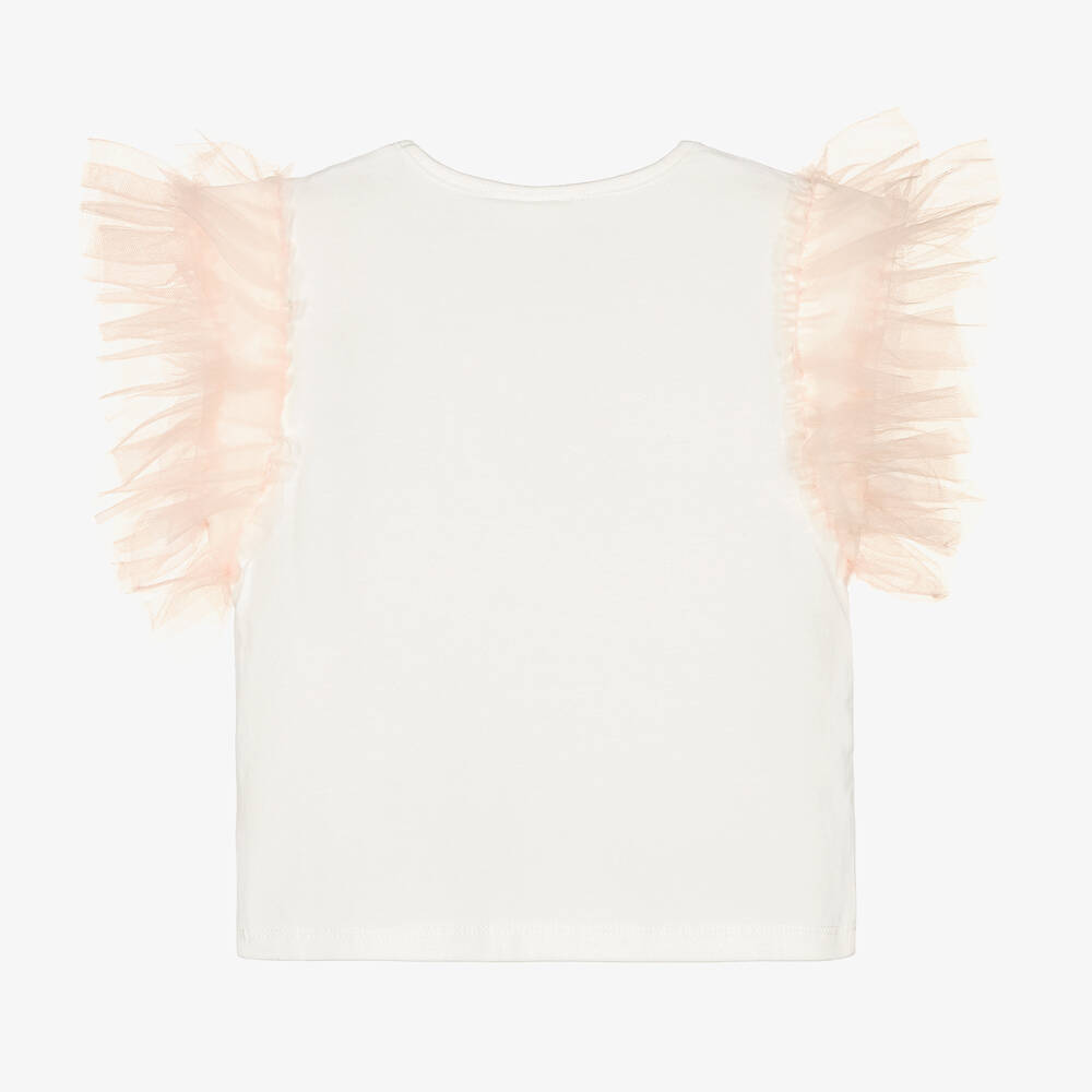 iDO Малыши-Бело-розовая хлопковая футболка | Childrensalon Outlet