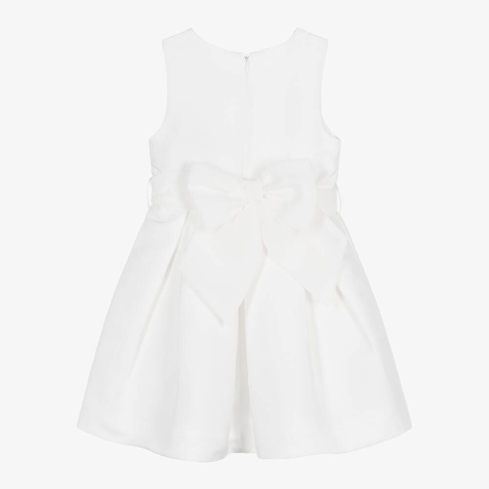 iDO Baby-Girls White Pleated Satin Dress | Childrensalon Outlet