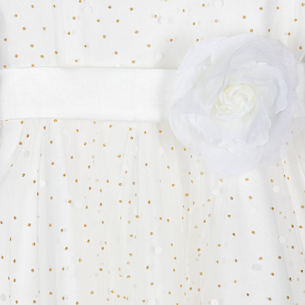 iDO Для младших-Белое платье из тюля в горошек | Childrensalon Outlet