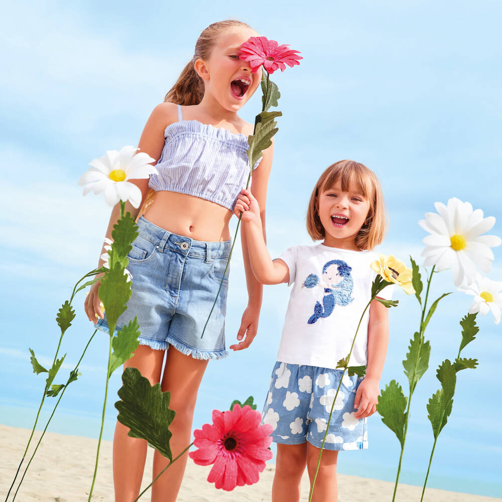 iDO Baby-Girls White Sequin Mermaid Tee | Childrensalon Outlet