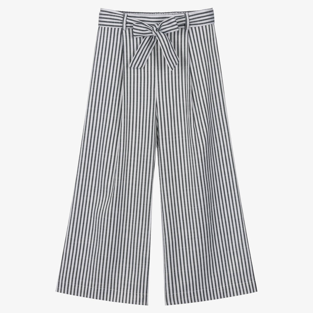 iDO Junior-Girls White Stripe Wide Leg Trousers | Childrensalon Outlet