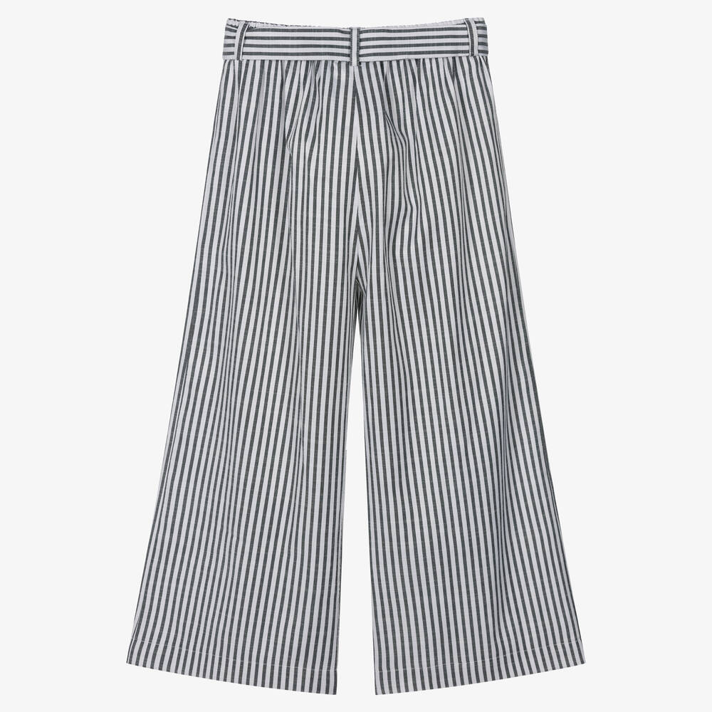 iDO Junior-Girls White Stripe Wide Leg Trousers | Childrensalon Outlet