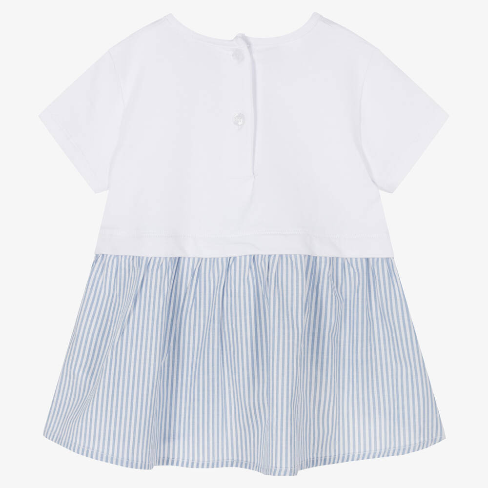 iDO Baby-Girls White Striped Cotton T-Shirt | Childrensalon Outlet
