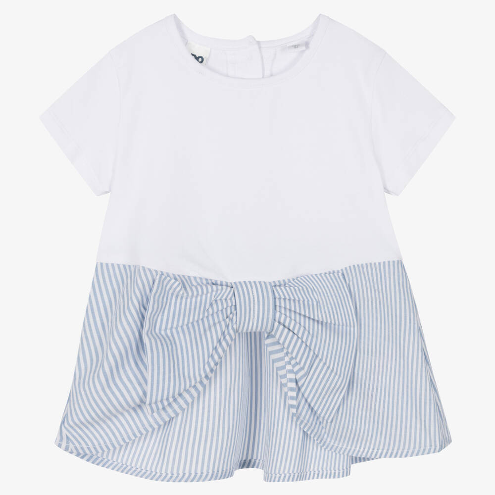 iDO Малыши-Белая хлопковая футболка в полоску | Childrensalon Outlet