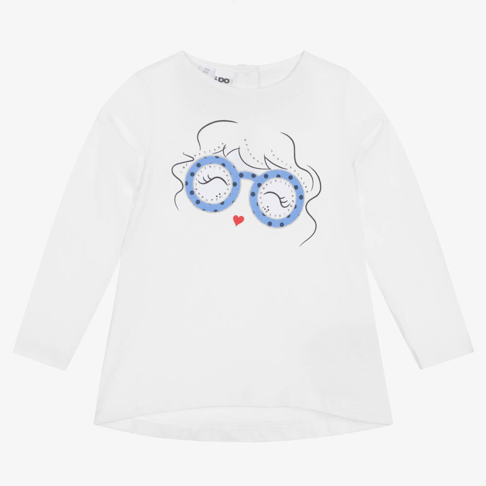 iDO Baby-Girls White Sunglass Cotton Top | Childrensalon Outlet