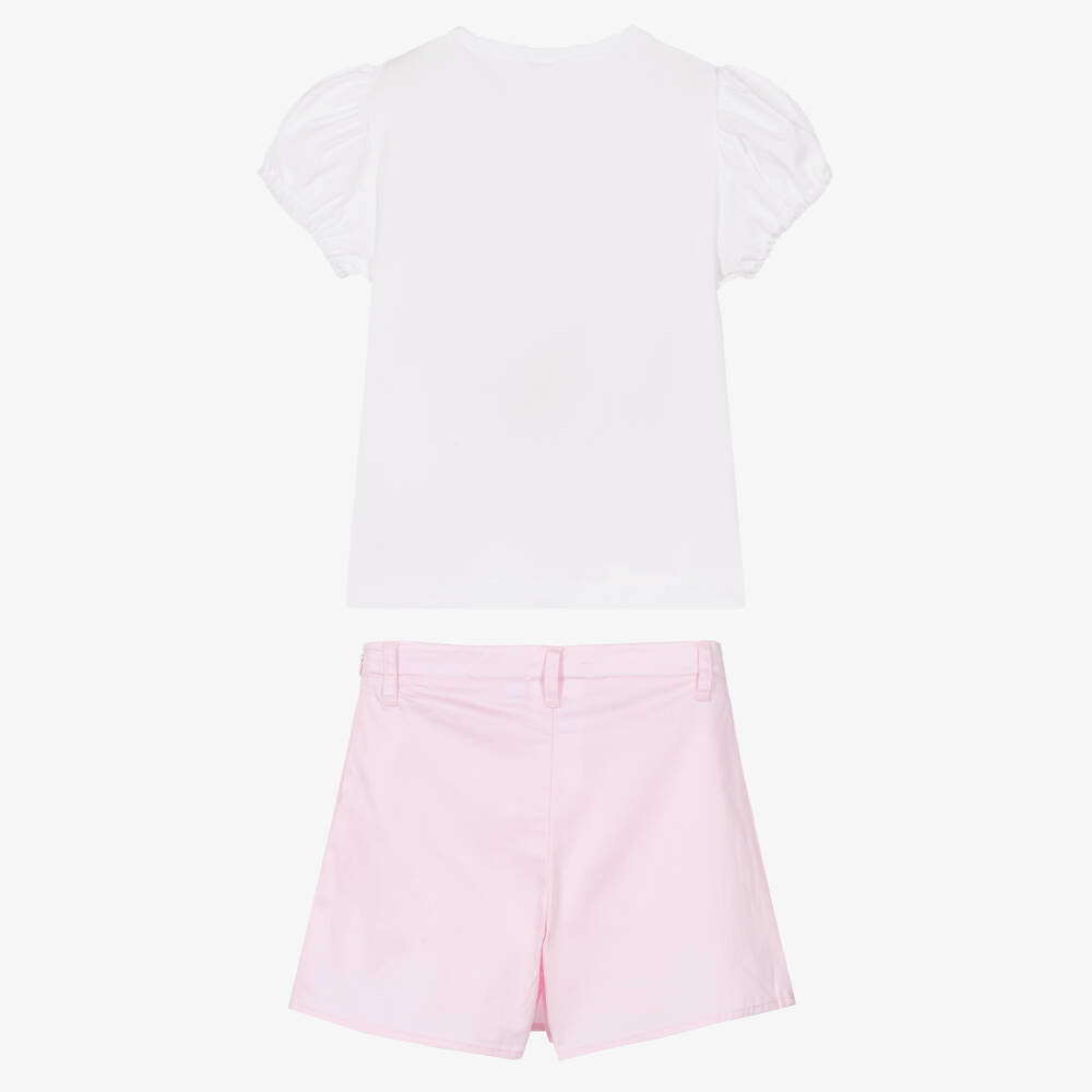 iDO-Girls White T-Shirt & Pale Pink Skort Set | Childrensalon Outlet