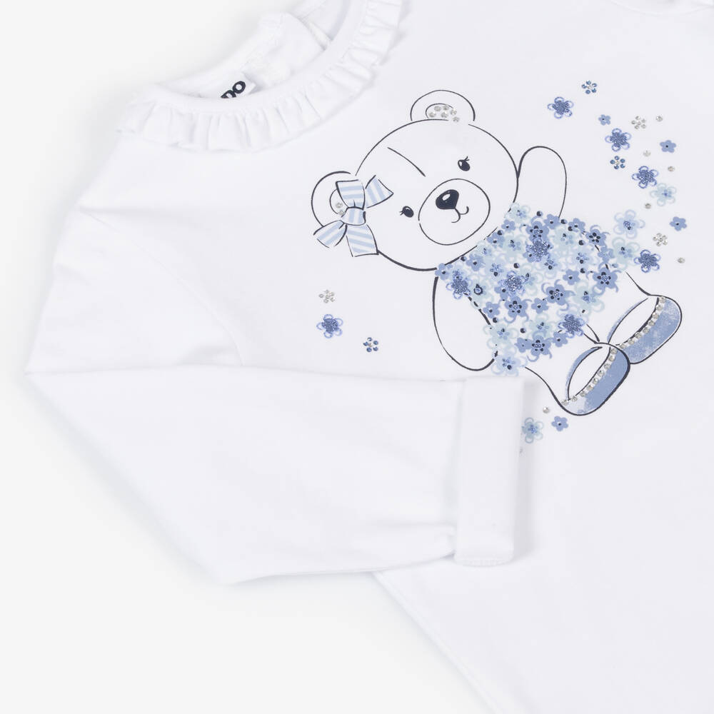 iDO Baby-تيشيرت أبيض للبنات بتصميم دمية دب | Childrensalon Outlet