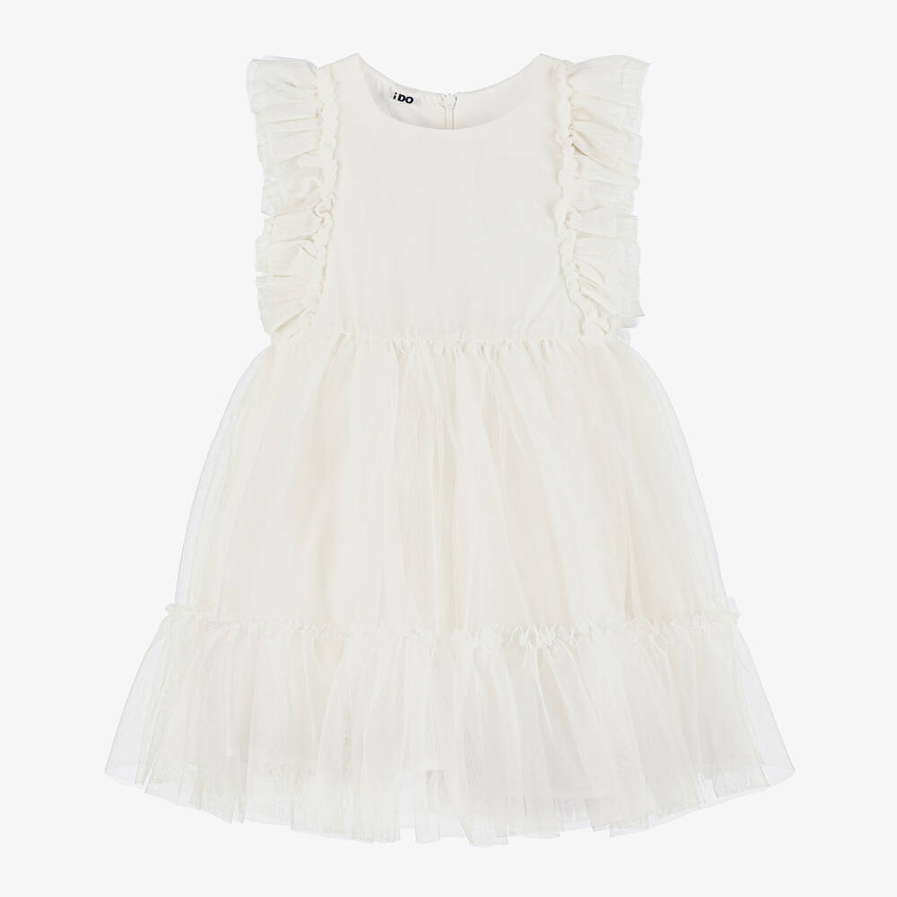 iDO Baby-Girls White Tulle Ruffle Dress | Childrensalon Outlet