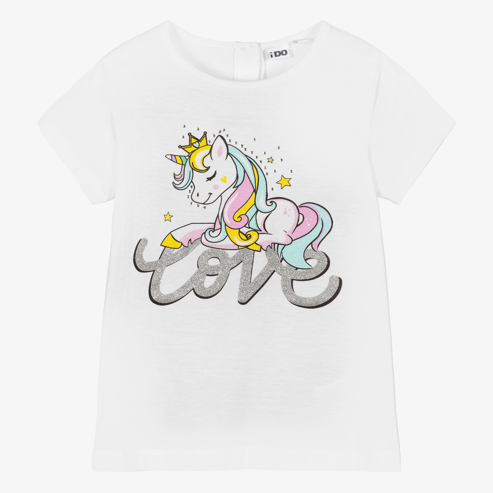 iDO Baby - T-shirt blanc Licorne Fille | Childrensalon