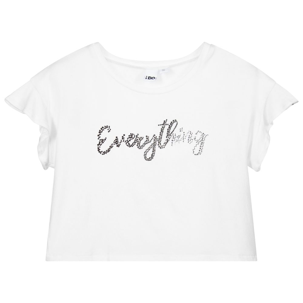 iDO Junior-Girls White Viscose T-Shirt | Childrensalon Outlet