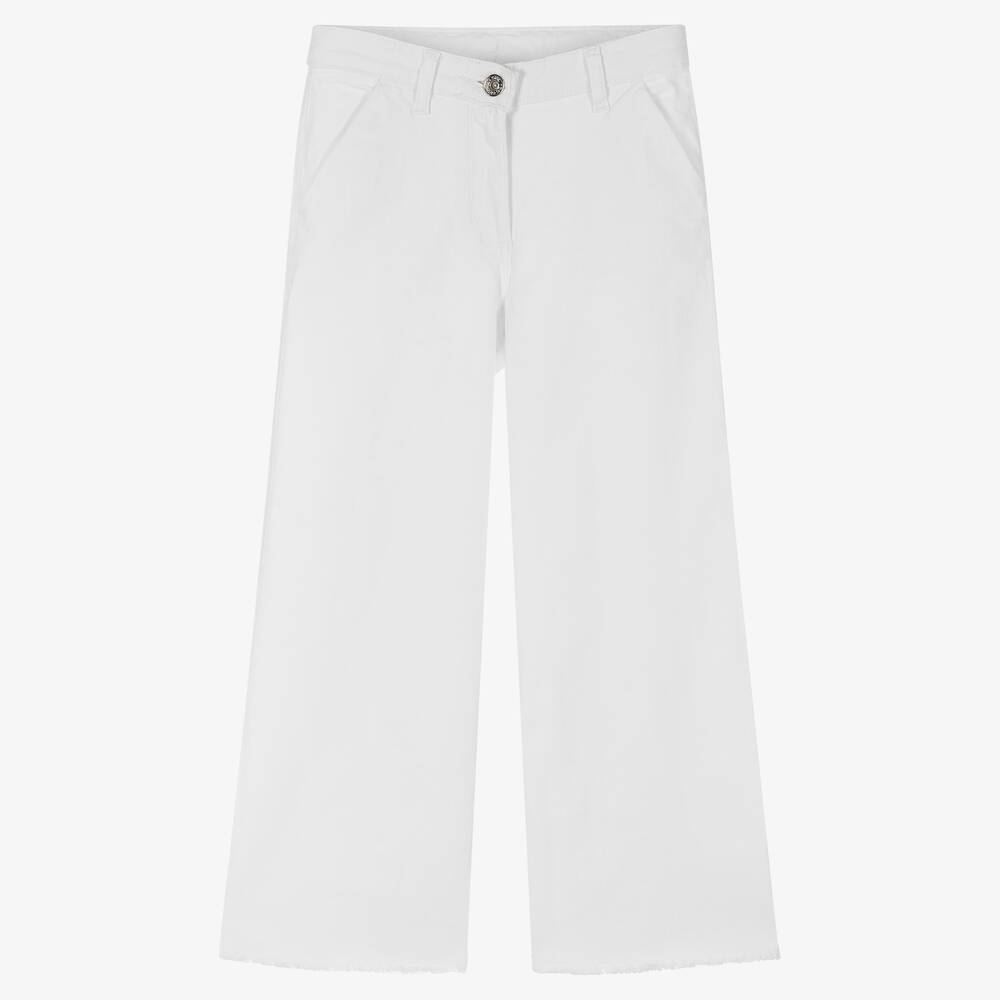 iDO Junior - Girls White Wide-Leg Denim Jeans | Childrensalon