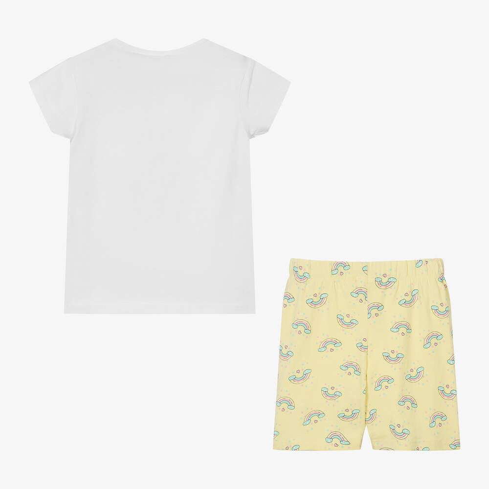 iDO Baby-Girls White & Yellow Cotton Short Pyjamas | Childrensalon Outlet