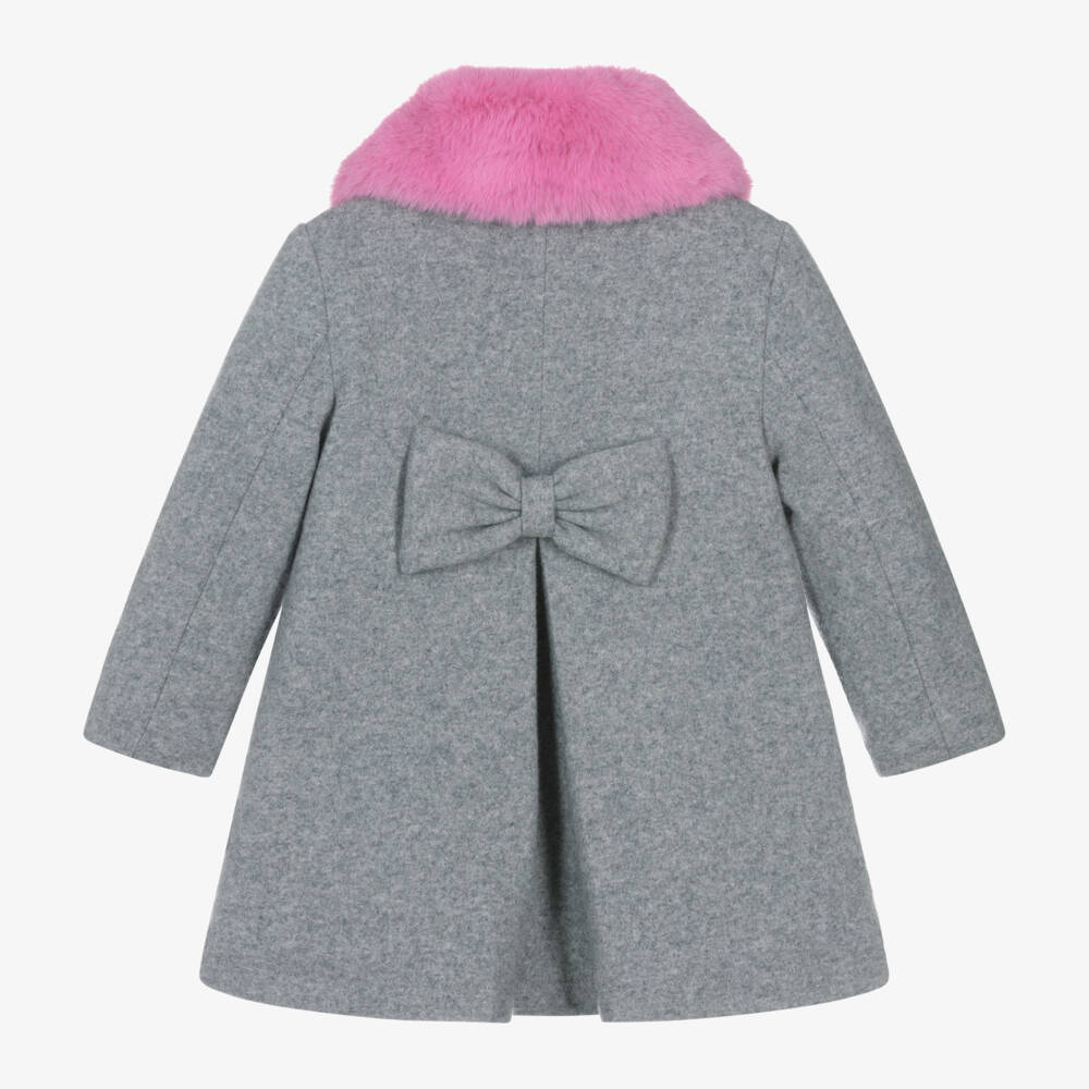 iDO Малыши-Girls Wool Coat with Pink Collar | Childrensalon Outlet