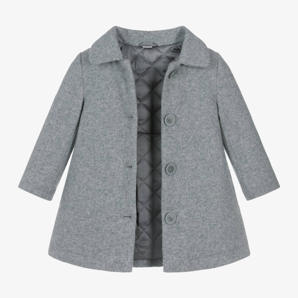 iDO Малыши-Girls Wool Coat with Pink Collar | Childrensalon Outlet