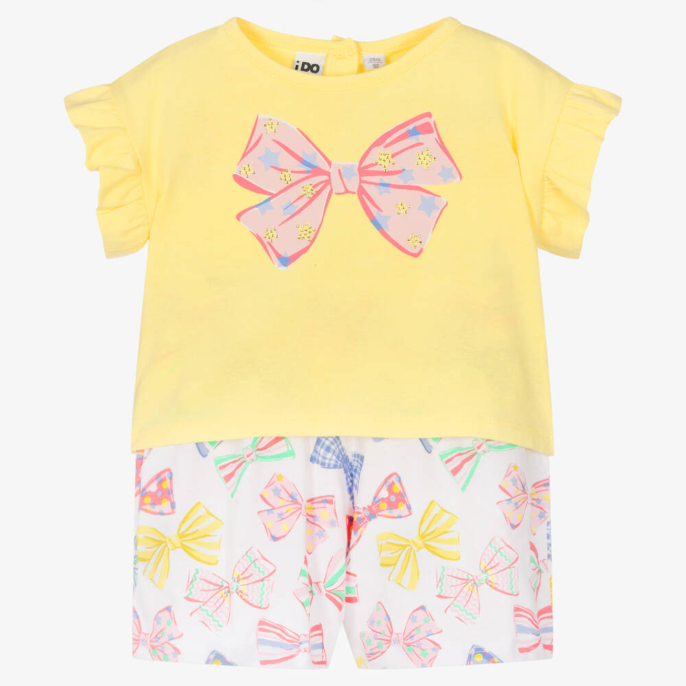 iDO Baby - Short jaune à imprimé nœuds fille | Childrensalon