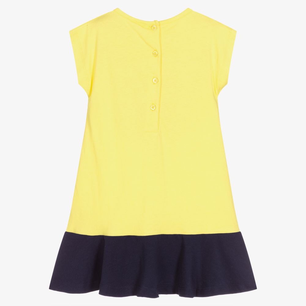 iDO Малыши-Желтое хлопковое платье с медвежонком для девочек | Childrensalon Outlet