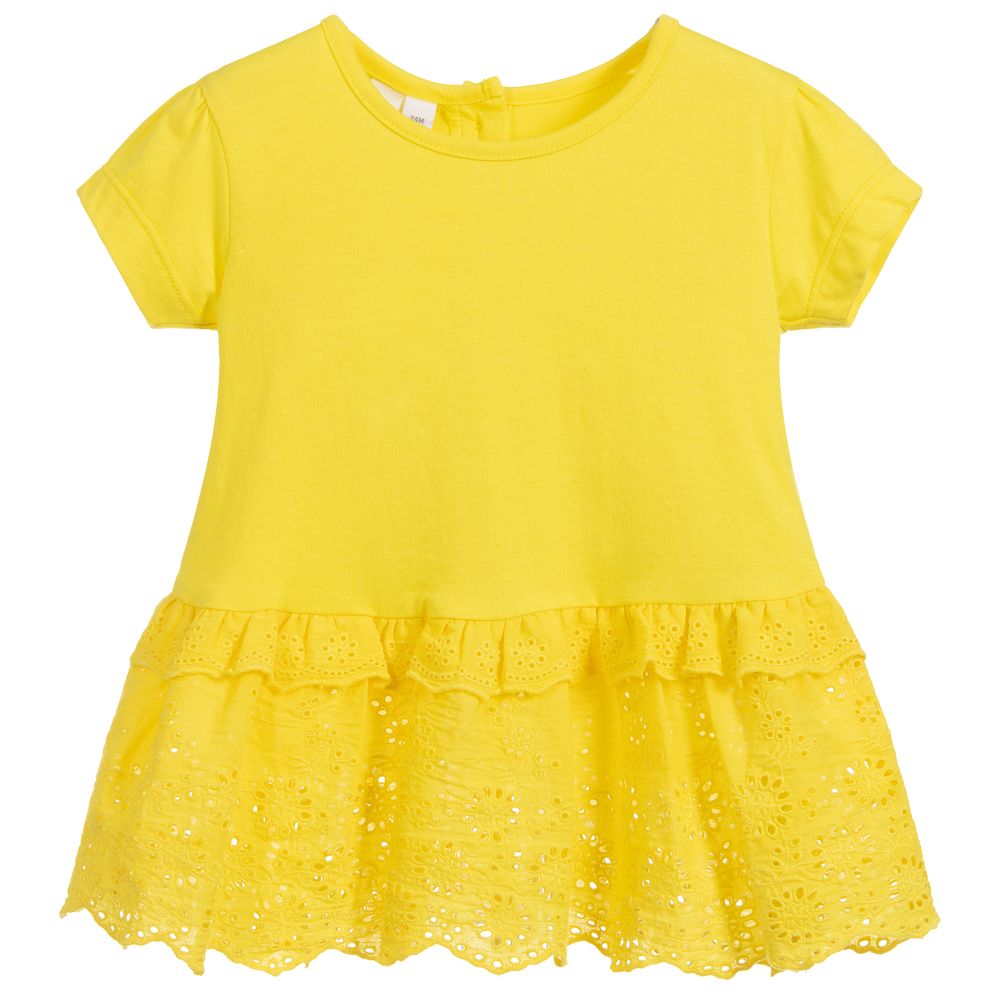 iDO Baby - Girls Yellow Cotton T-Shirt | Childrensalon