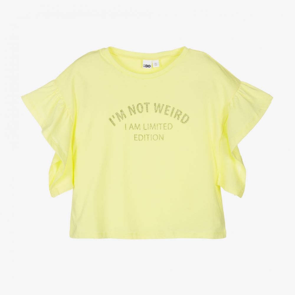 iDO Junior - Girls Yellow Cotton T-Shirt | Childrensalon