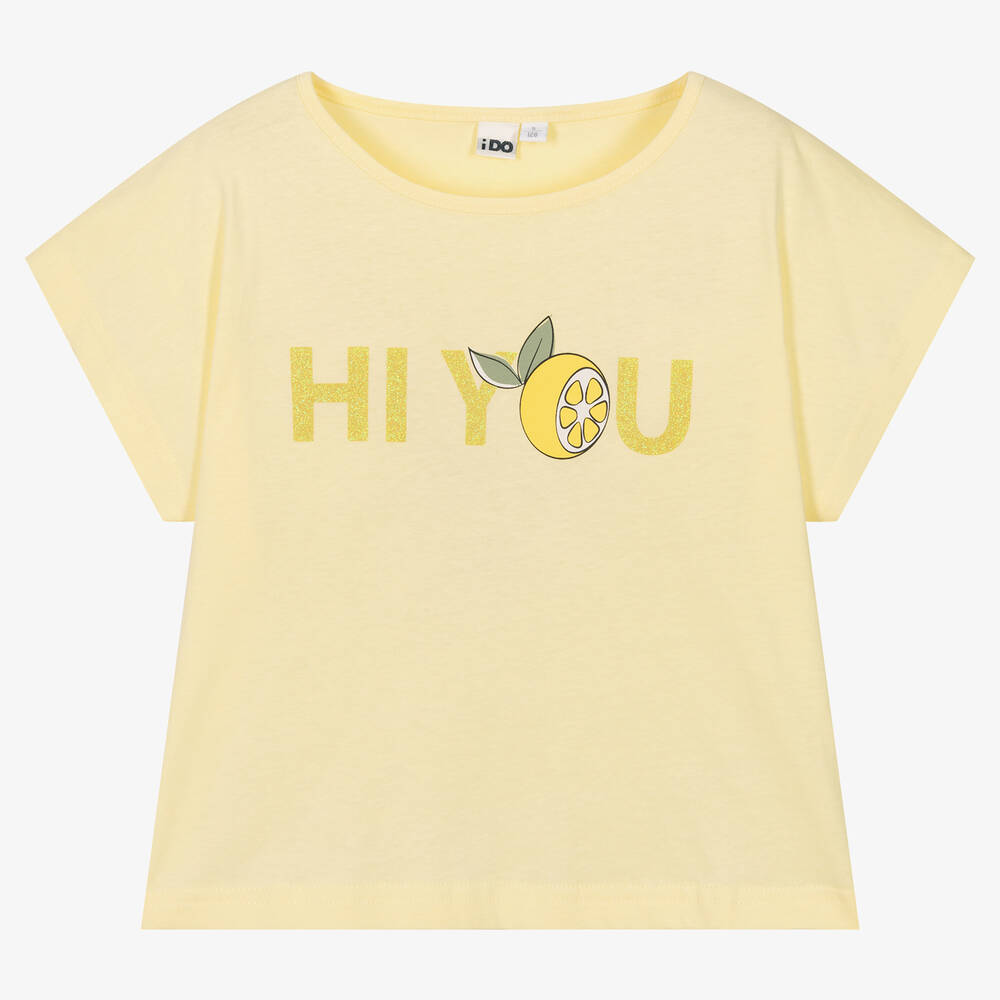 iDO Junior - Gelbes Baumwoll-T-Shirt für Mädchen | Childrensalon