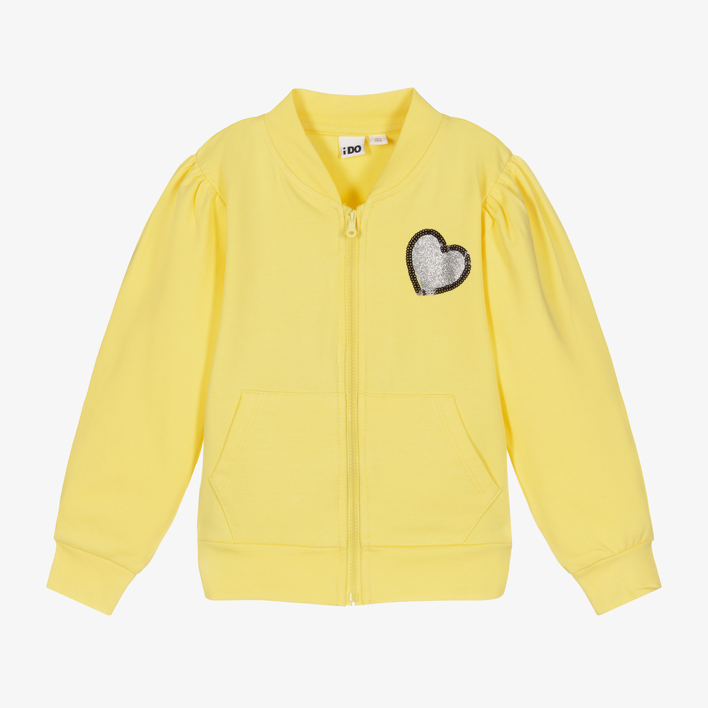 iDO Baby - Girls Yellow Heart Zip-Up Top | Childrensalon