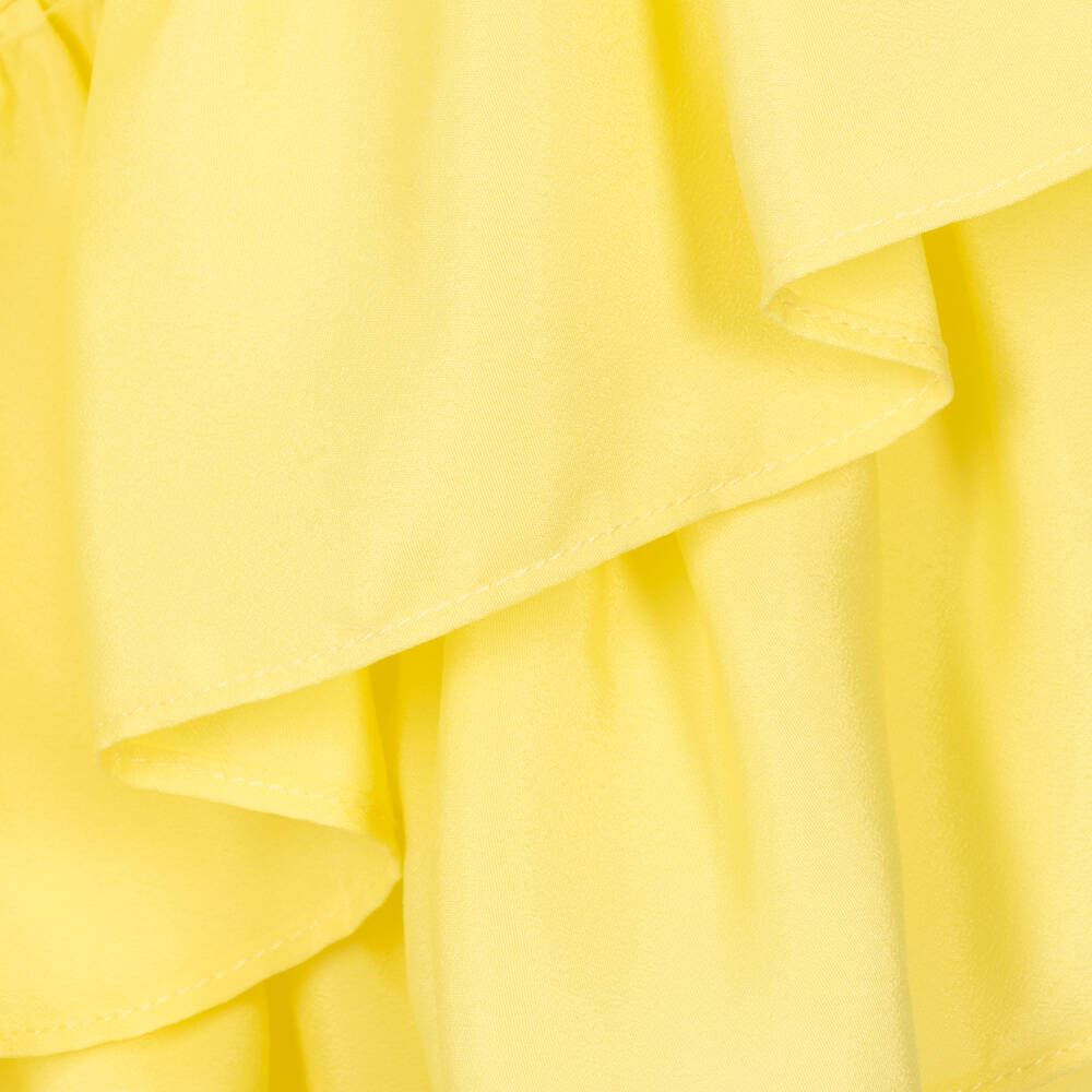 iDO Junior-فستان شيفون مزين بكشكش لون أصفر | Childrensalon Outlet