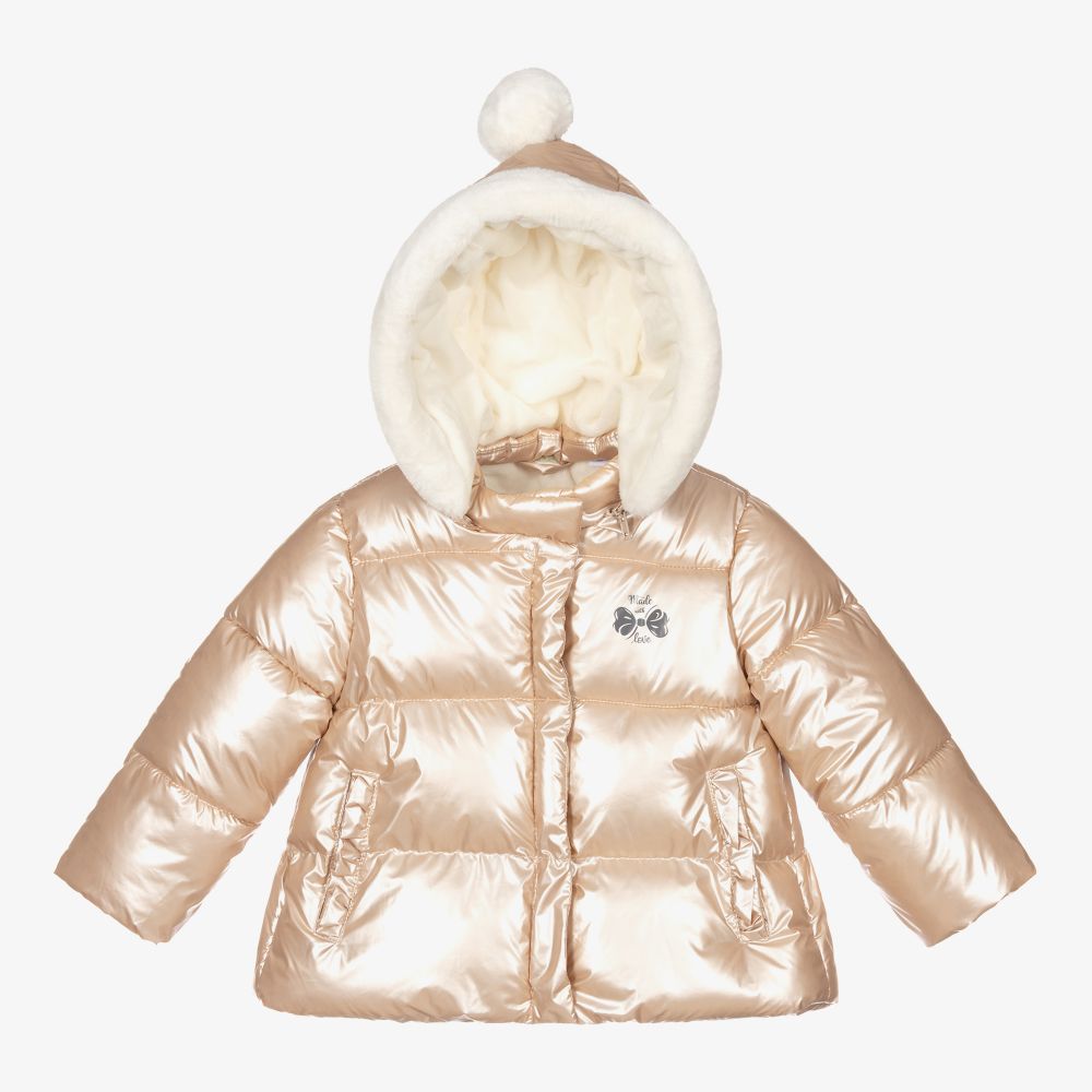 iDO Mini - Goldfarbene Steppjacke mit Kapuze | Childrensalon